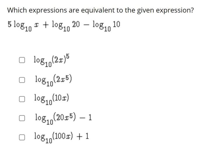 Which expressions are equivalent to the given expression 40